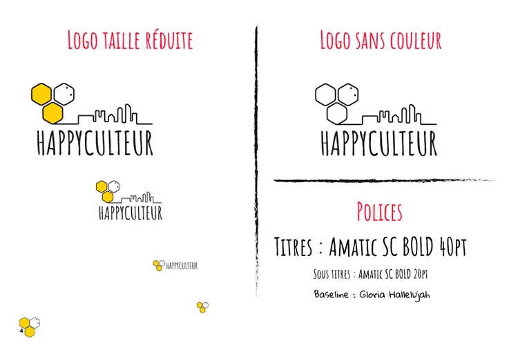 Intérieur de la charte graphique logo Happyculteur - Kyōru Agence web créative